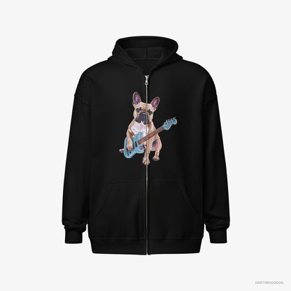 French Bulldog Playing Guitar Black Hoodie