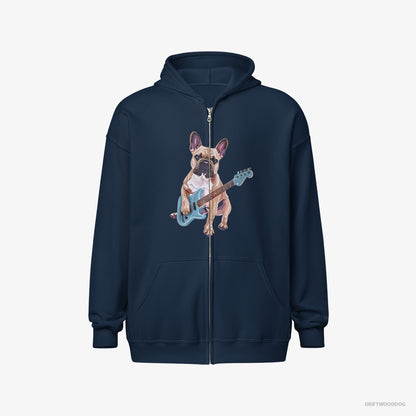 French Bulldog Playing Guitar Navy Hoodie