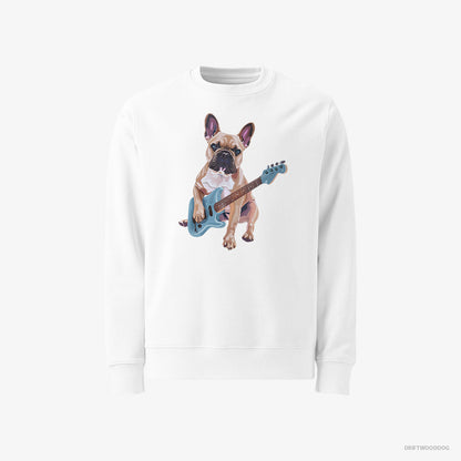 French Bulldog Playing Guitar White Sweatshirt