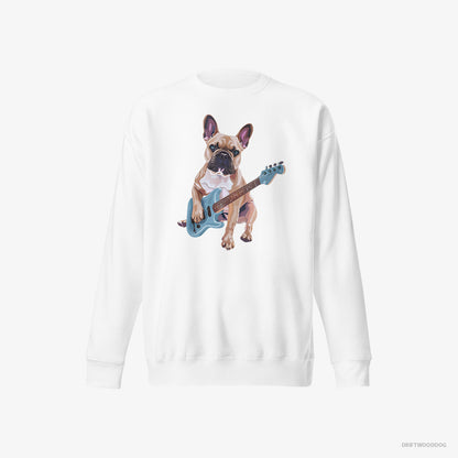 French Bulldog Playing Guitar White Sweatshirt