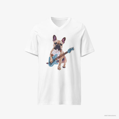 French Bulldog Playing Guitar White T-Shirt