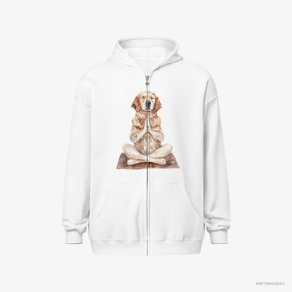 Golden Retriever Meditating during Yoga White Hoodie