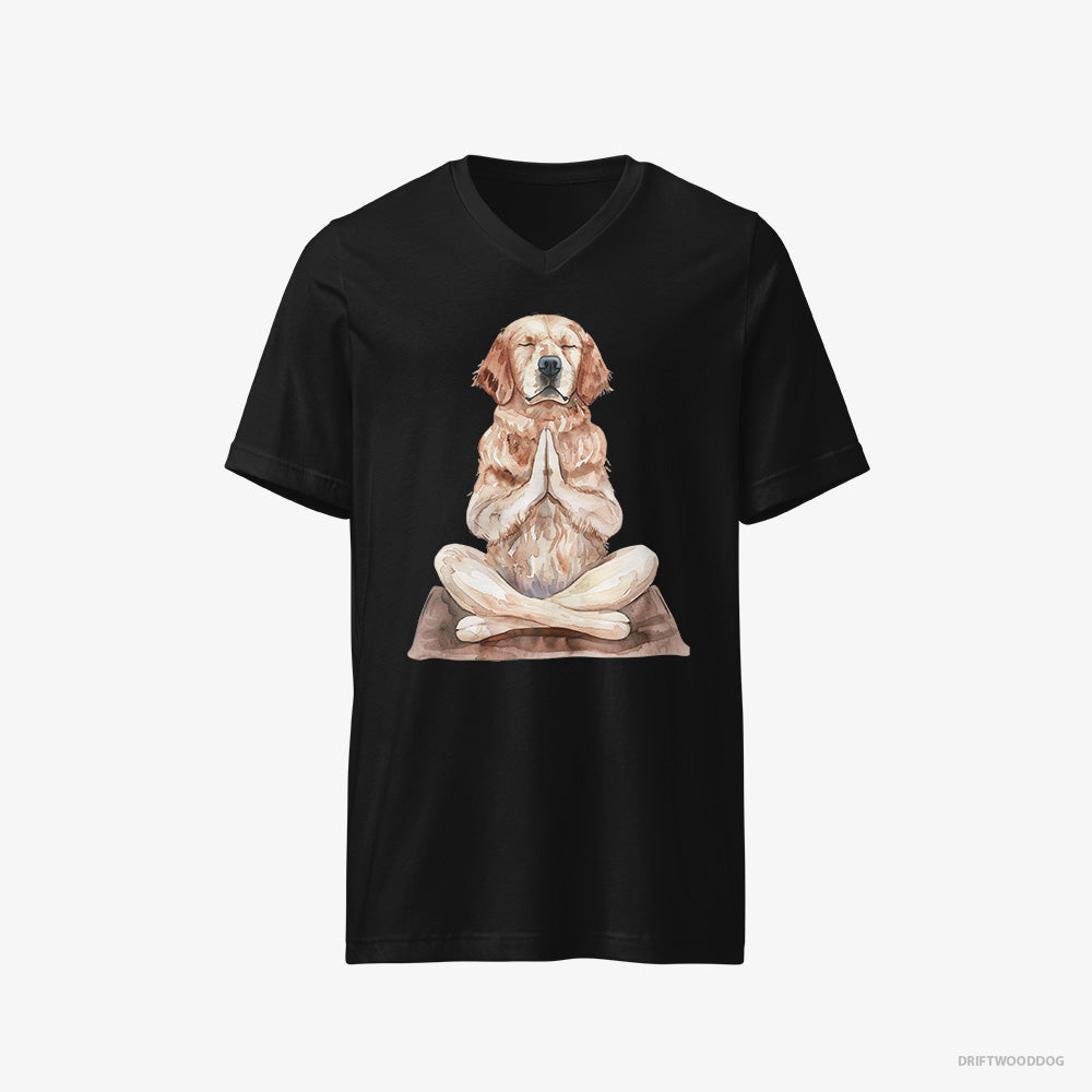 Golden Retriever Meditating during Yoga – Men's T-Shirt Black V-Neck – V-Neck