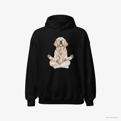 Golden Retriever Hoodie – Men Black Hoodie Classic – Doing Yoga (on White Background)