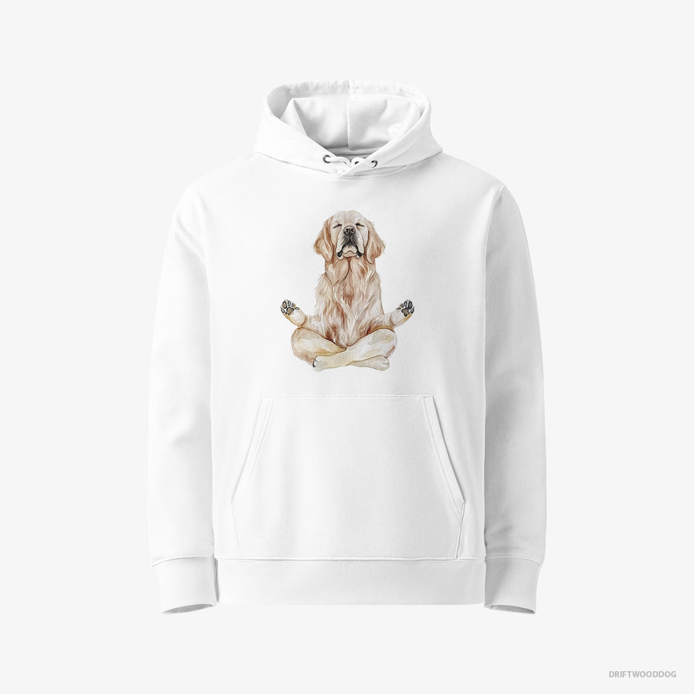 Golden Retriever Hoodie – Men White Hoodie Eco-Friendly – Doing Yoga (on White Background)