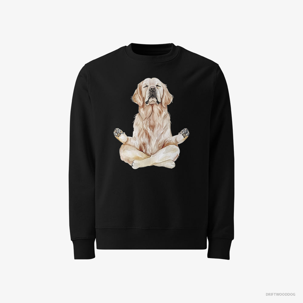 Golden Retriever Sweatshirt – Men Black Sweatshirt Classic – Doing Yoga (on White Background)