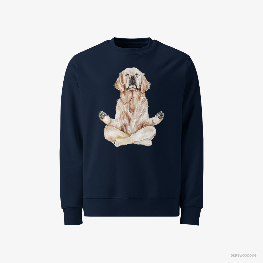 Golden Retriever Sweatshirt – Men Navy Sweatshirt Classic – Doing Yoga (on White Background)