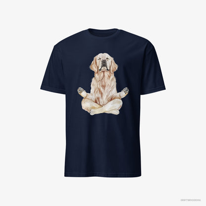 Golden Retriever Doing Yoga Navy T-Shirt