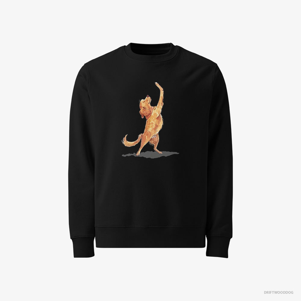 Golden Retriever Sweatshirt – Men Black Sweatshirt Classic – Having Yoga Session (on White Background)