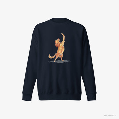 Golden Retriever Sweatshirt – Men Navy Sweatshirt Eco-Friendly – Having Yoga Session (on White Background)