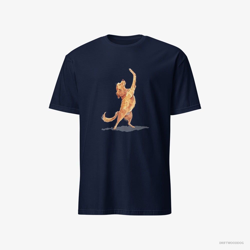 Golden Retriever T-Shirt – Men Navy T-Shirt Classic – Having Yoga Session (on White Background)