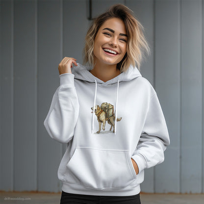 Golden Retriever Exploring with a Backpack Hoodie – Dog Graphic Hoodie for Women