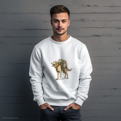 Golden Retriever Exploring with a Backpack Sweatshirt – Unique Dog Sweatshirt for Men