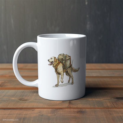 Golden Retriever Exploring with a Backpack Mug – Cute Dog-Themed Mugs | Perfect Gifts for Dog Lovers