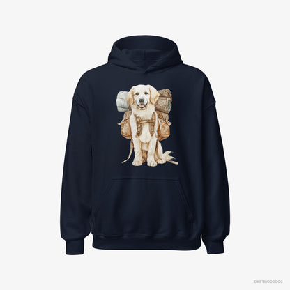 Golden Retriever Ready to Go Hiking Navy Hoodie