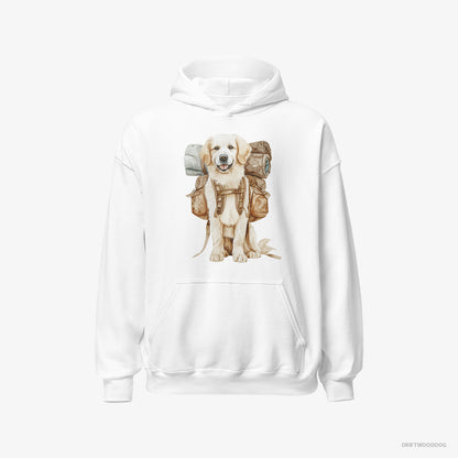 Golden Retriever Ready to Go Hiking White Hoodie