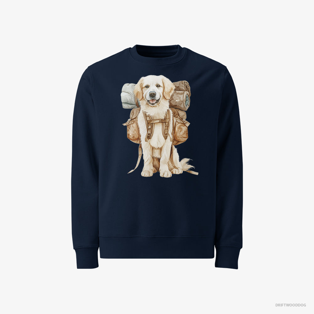 Golden Retriever Ready to Go Hiking – Men's Sweatshirt Navy – Classic