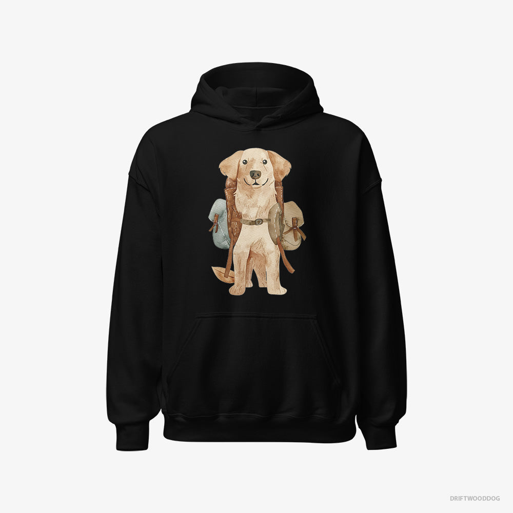 Golden Retriever Hoodie – Men Black Hoodie Classic – with a Backpack (on White Background)