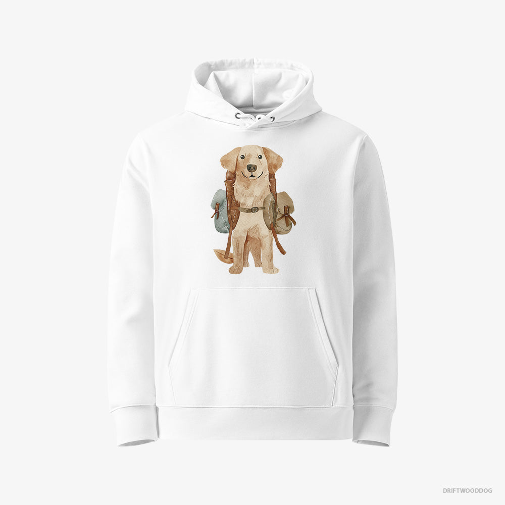 Cute Golden Retriever with a Backpack – Women's Hoodie White Eco – Eco-Friendly