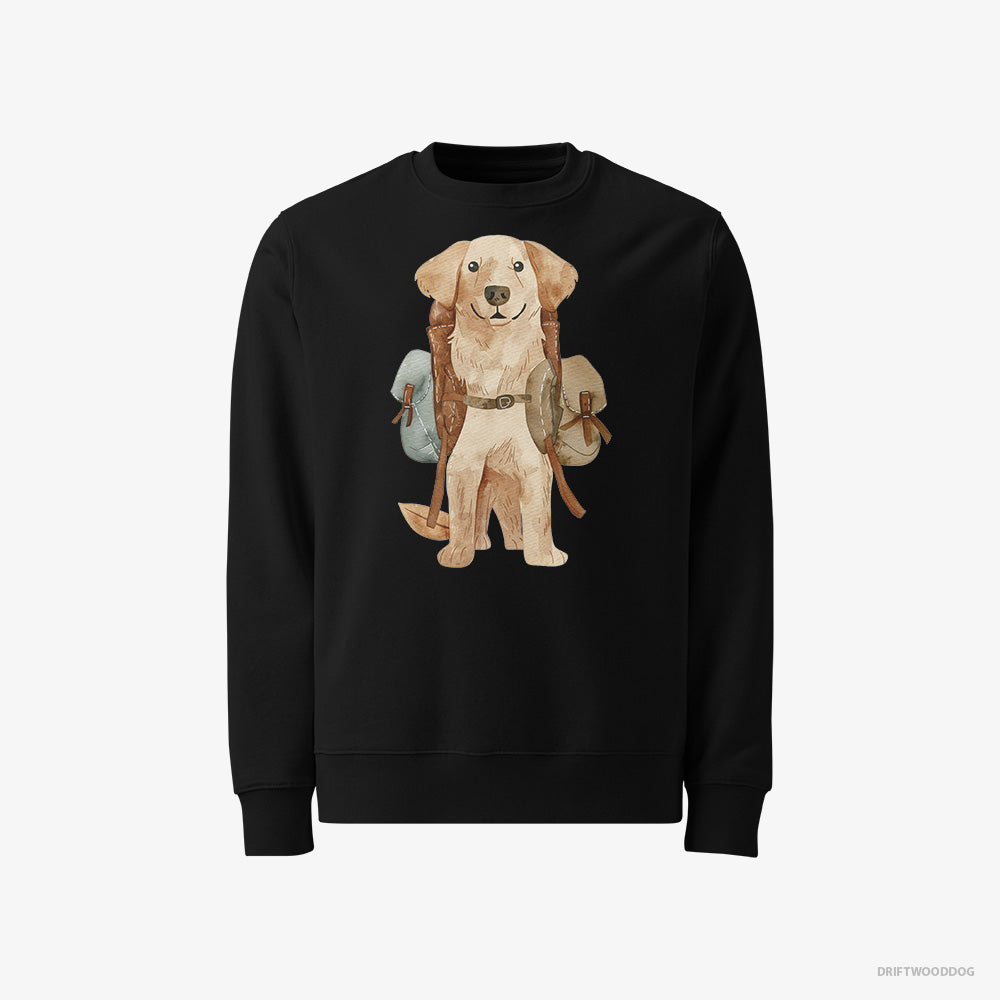 Golden Retriever Sweatshirt – Men Black Sweatshirt Classic – with a Backpack (on White Background)