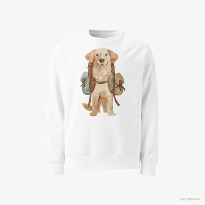 Golden Retriever with a Backpack White Sweatshirt