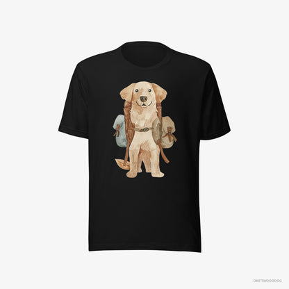 Golden Retriever with a Backpack Black T-Shirt