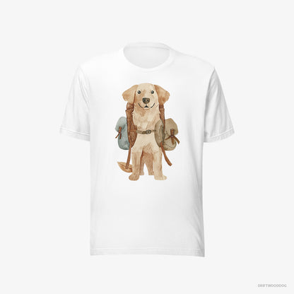 Golden Retriever with a Backpack White T-Shirt