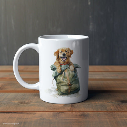 Puppy Golden Retriever Ready for Hiking Mug – Cute Dog-Themed Mugs | Perfect Gifts for Dog Lovers