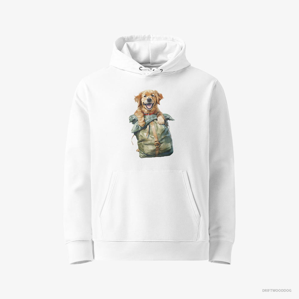 Golden Retriever Hoodie – Women White Hoodie Eco-Friendly – Ready for Hiking (on White Background)