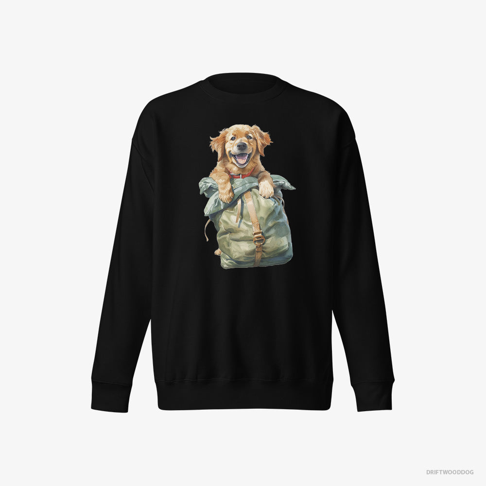 Golden Retriever Sweatshirt – Men Black Sweatshirt Eco-Friendly – Ready for Hiking (on White Background)