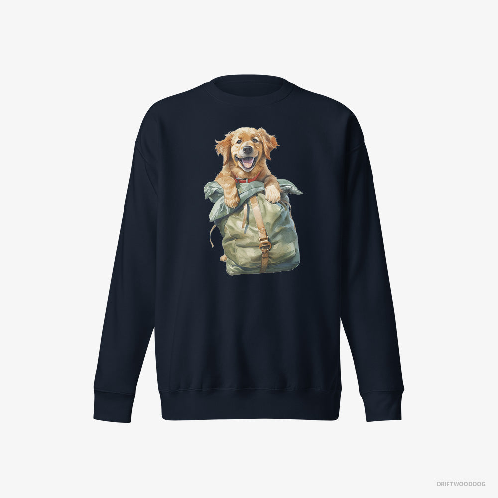 Golden Retriever Sweatshirt – Men Navy Sweatshirt Eco-Friendly – Ready for Hiking (on White Background)