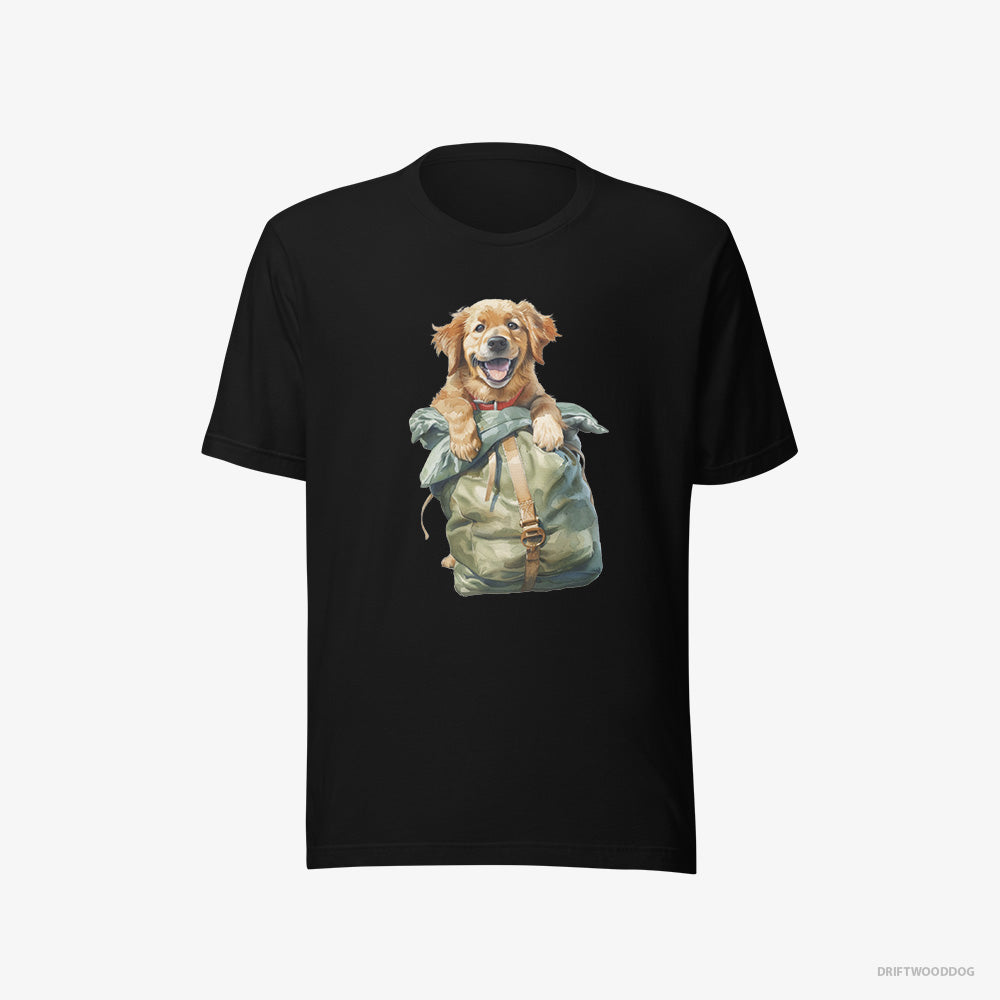 Golden Retriever T-Shirt – Men Black T-Shirt Eco-Friendly – Ready for Hiking (on White Background)