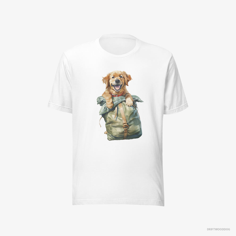 Golden Retriever T-Shirt – Men White T-Shirt Eco-Friendly – Ready for Hiking (on White Background)