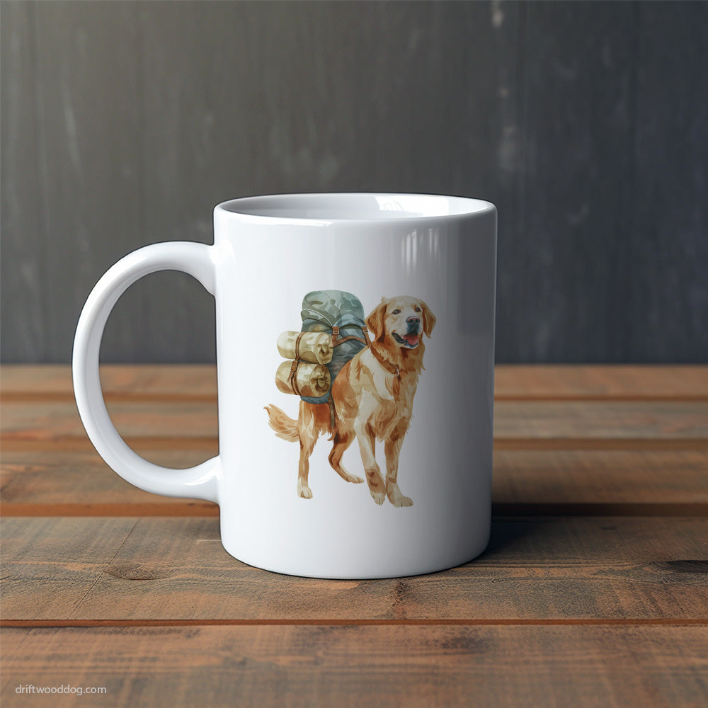 Happy Golden Retriever Wandering with a Backpack Mug – Cute Dog-Themed Mugs | Perfect Gifts for Dog Lovers