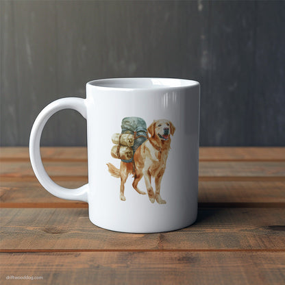 Happy Golden Retriever Wandering with a Backpack Mug – Cute Dog-Themed Mugs | Perfect Gifts for Dog Lovers