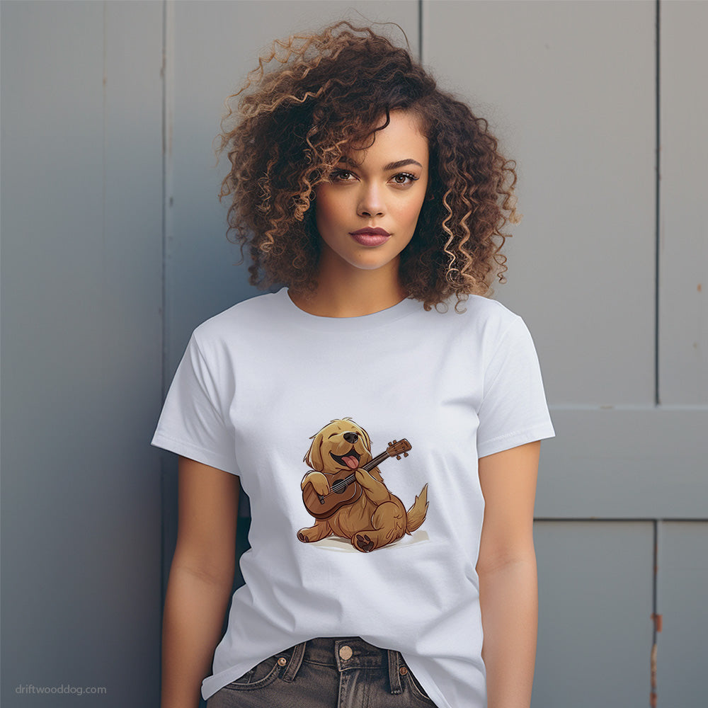 Little Golden Retriever with a Guitar T-Shirt – Dog T-Shirt for Women