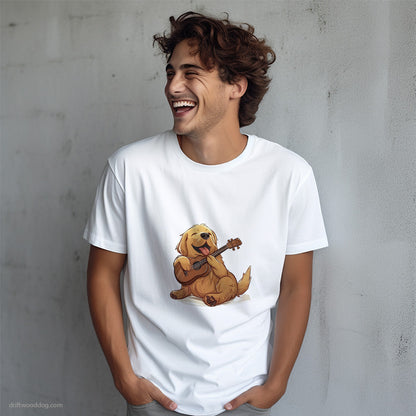 Little Golden Retriever with a Guitar T-Shirt – Dog T-Shirt for Men