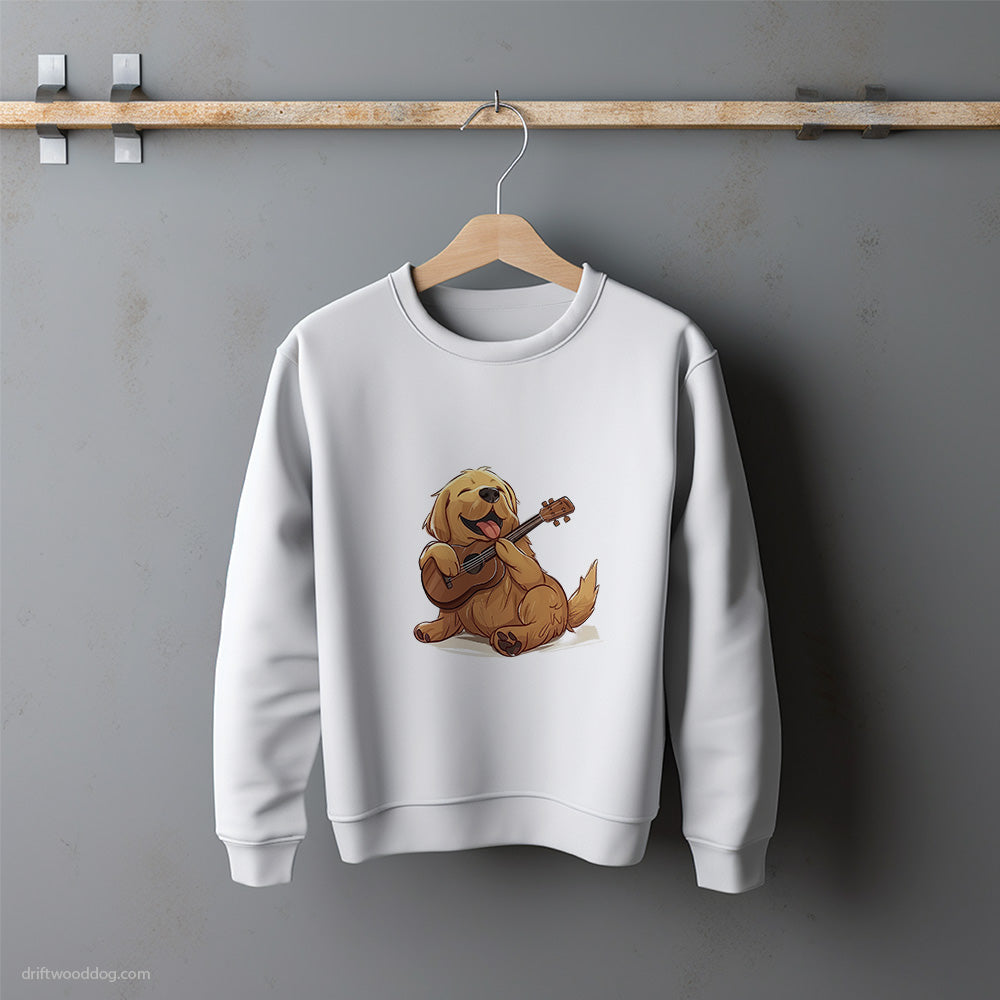 Little Golden Retriever with a Guitar Sweatshirt – Unisex Sweatshirt for Dog Lovers