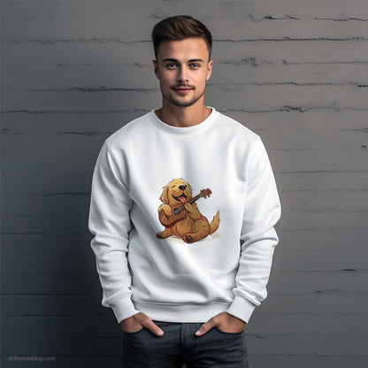 Little Golden Retriever with a Guitar Sweatshirt – Unique Dog Sweatshirt for Men