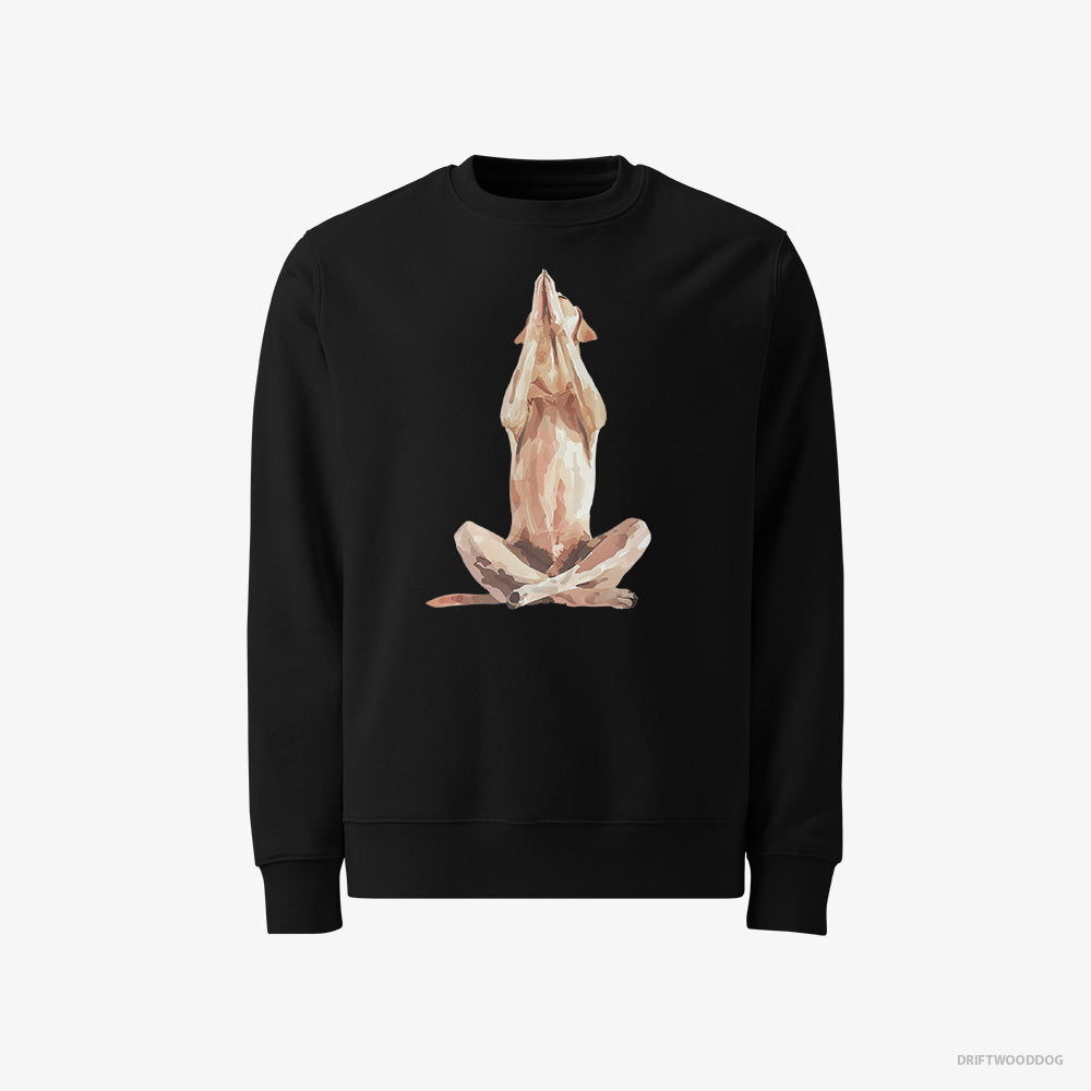 Labrador Retriever Sweatshirt – Men Black Sweatshirt Classic – Doing Yoga (on White Background)