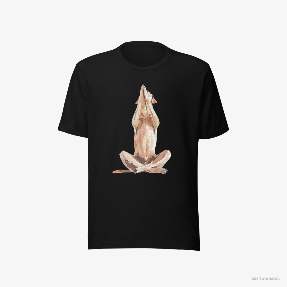 Labrador Retriever T-Shirt – Men Black T-Shirt Eco-Friendly – Doing Yoga (on White Background)