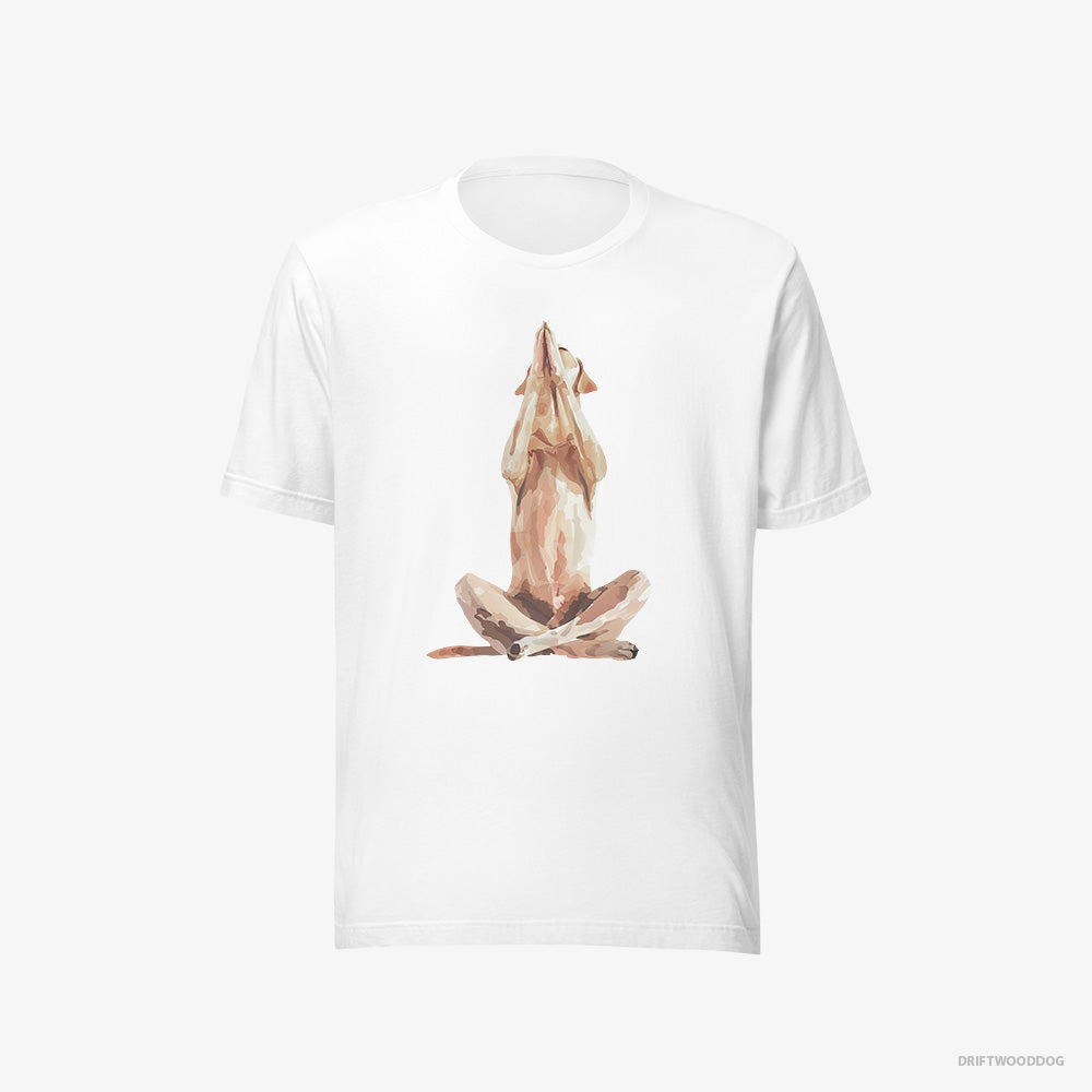 Labrador Retriever T-Shirt – Men White T-Shirt Eco-Friendly – Doing Yoga (on White Background)