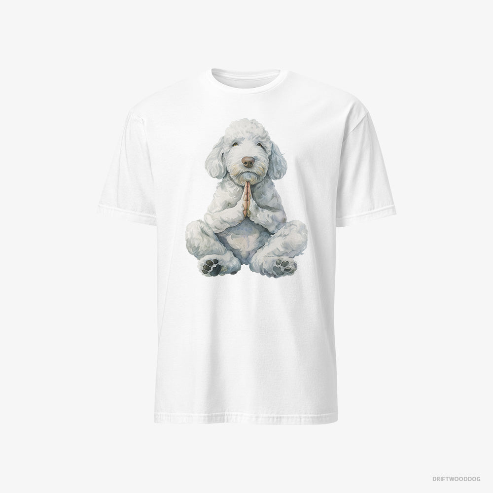 Poodle T-Shirt – Men White T-Shirt Classic – Having Yoga Session (on White Background)