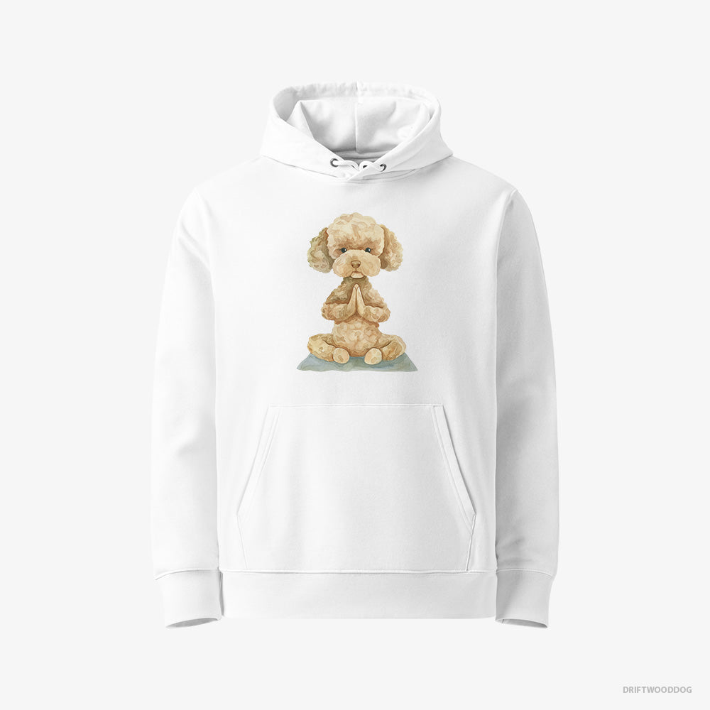 Poodle Hoodie – Men White Hoodie Eco-Friendly – Doing Yoga (on White Background)