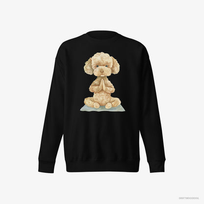 Poodle Sweatshirt – Men Black Sweatshirt Eco-Friendly – Doing Yoga (on White Background)