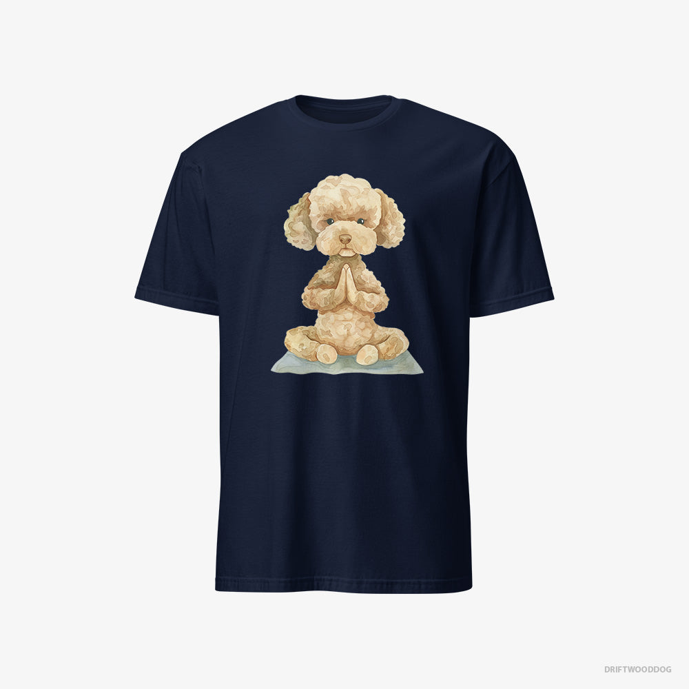 Poodle T-Shirt – Men Navy T-Shirt Classic – Doing Yoga (on White Background)