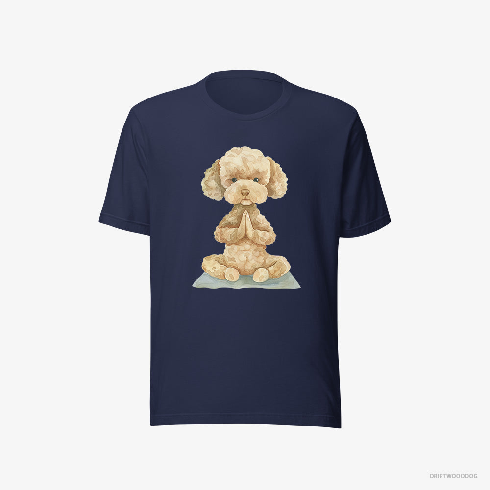 Poodle T-Shirt – Men Navy T-Shirt Eco-Friendly – Doing Yoga (on White Background)