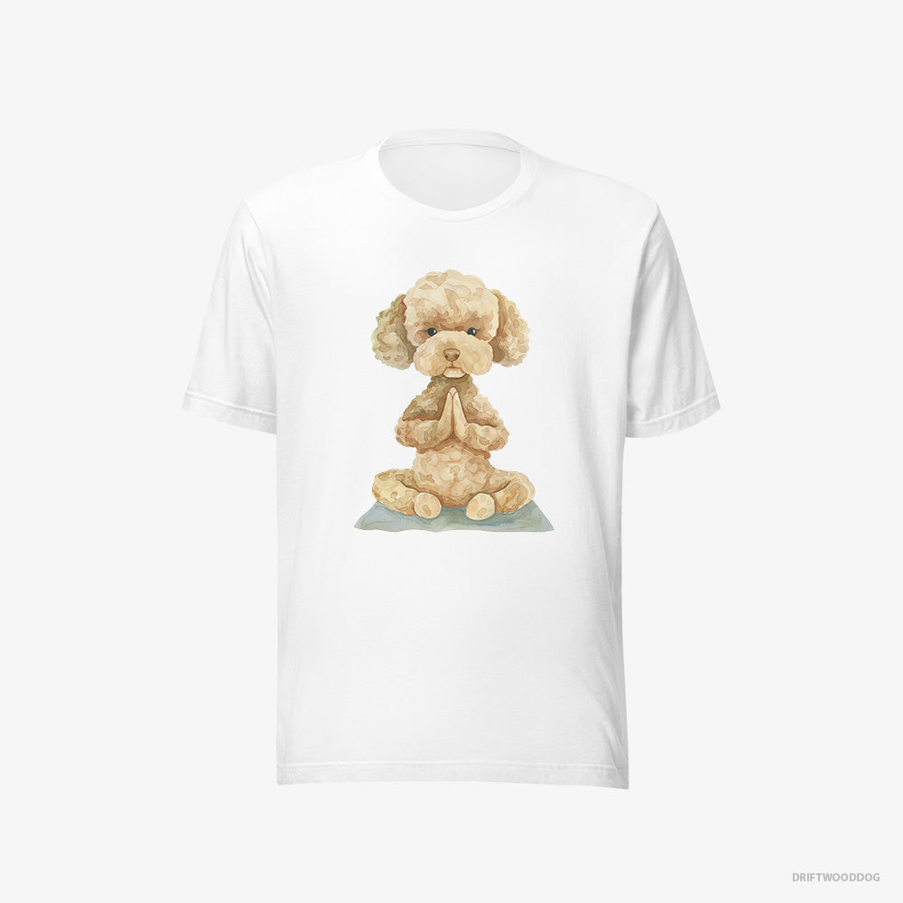 Poodle T-Shirt – Men White T-Shirt Eco-Friendly – Doing Yoga (on White Background)