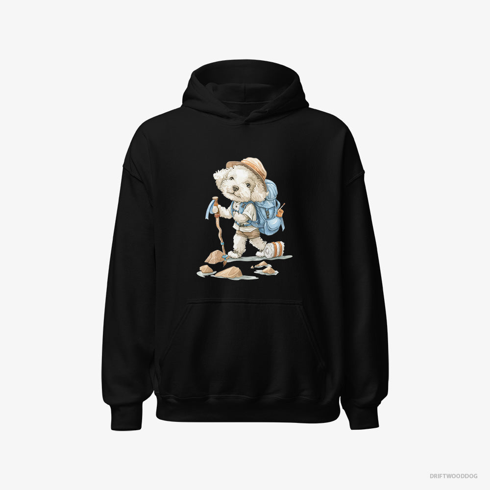 Poodle Hoodie – Men Black Hoodie Classic – Backpacking (on White Background)