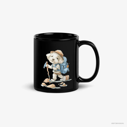 Poodle Mug – Unisex Black Mug Classic – Backpacking (on White Background)